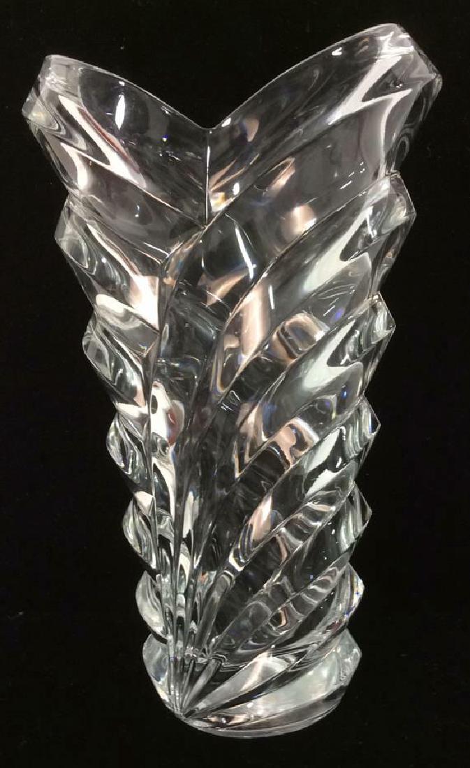 Glass Beveled Detailed Vase: Glass Beveled Detailed Vase. Glass Vase, Vase, Centerpiece, Tabletop Centerpiece. Measures approx 9 inches tall 5.5 inches wide.