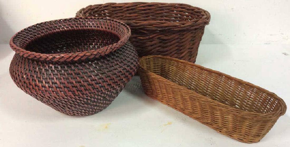 Lot 3 Multi-toned Woven Wicker Baskets (1 of 6)