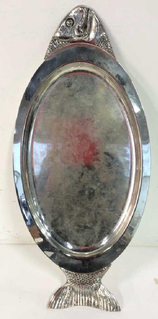 Fish Head Silver Toned Metal Serving Platter (1 of 8)