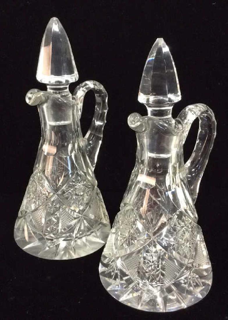 Pair Cut Glass Topped Decanter Pitchers (1 of 8)