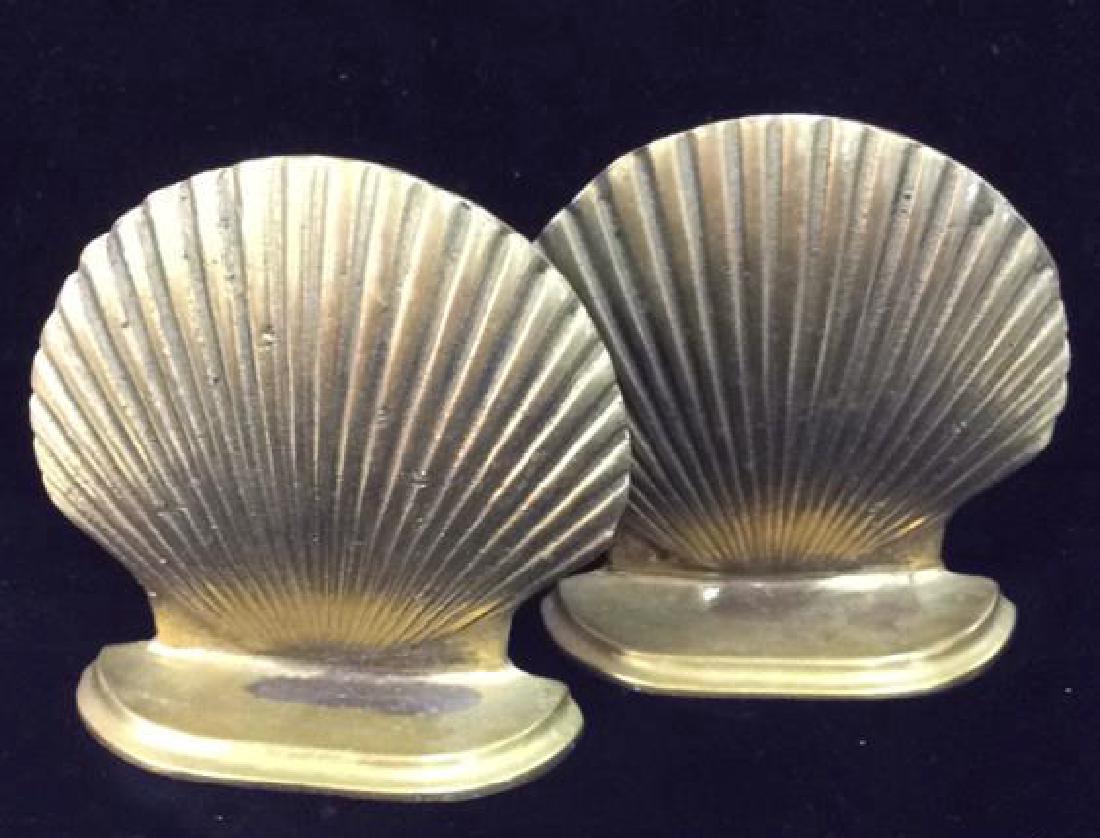 Pair Seashell Motif Brass Bookends (1 of 8)