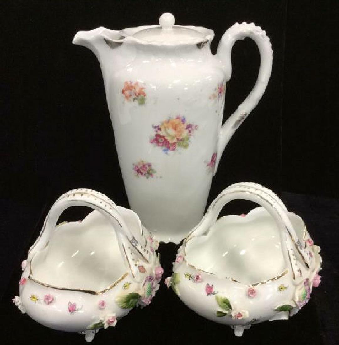 Lot 3 Porcelain Floral Design Tabletop Accessories (1 of 10)