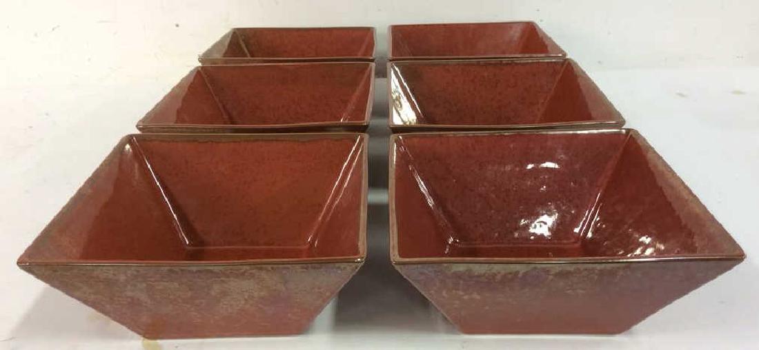 Lot 6 Red Toned Square Bowls (1 of 6)