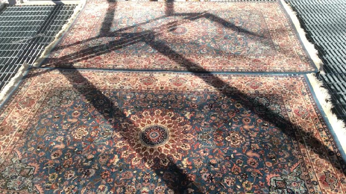 Pair Floral Motif Detailed Fringed Rugs (1 of 10)