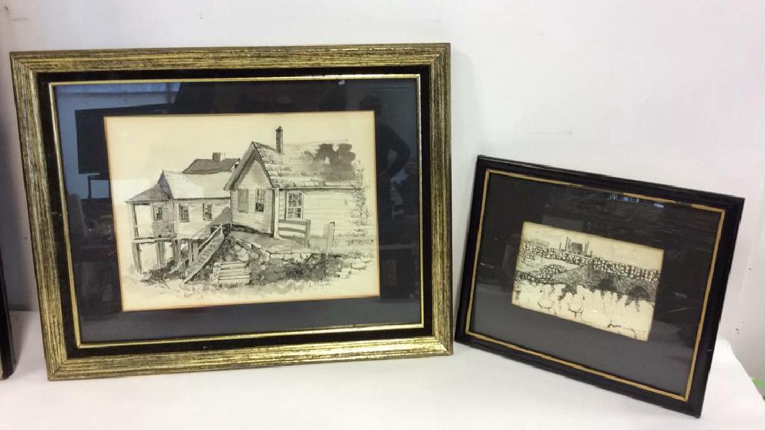 Lot 2 Framed Ink Drawing Artworks (1 of 10)