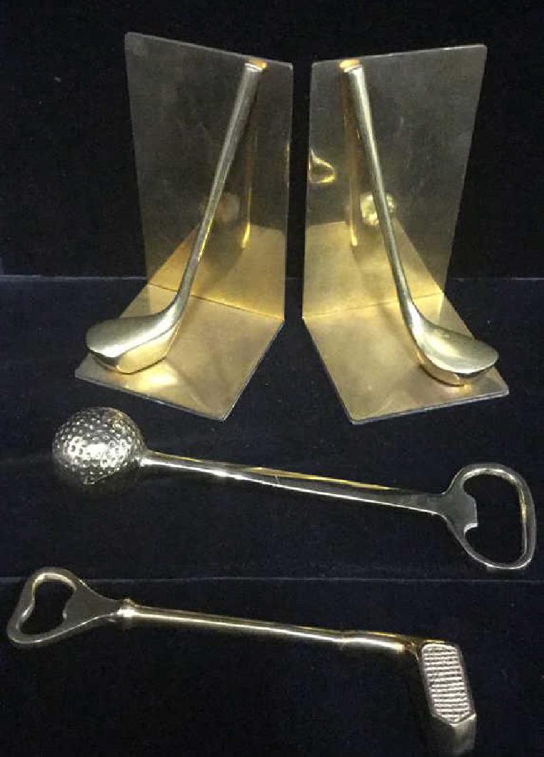 Lot 4 Brass Golf Themed Desk Ornaments (1 of 8)