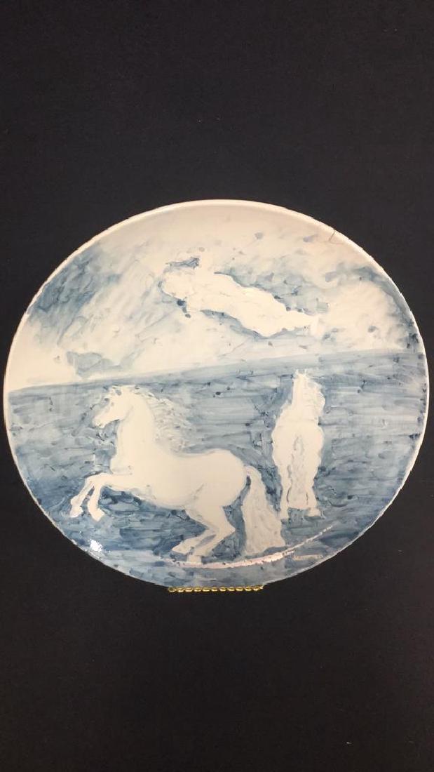 Large Ceramic Decorative Platter W Horses (1 of 8)