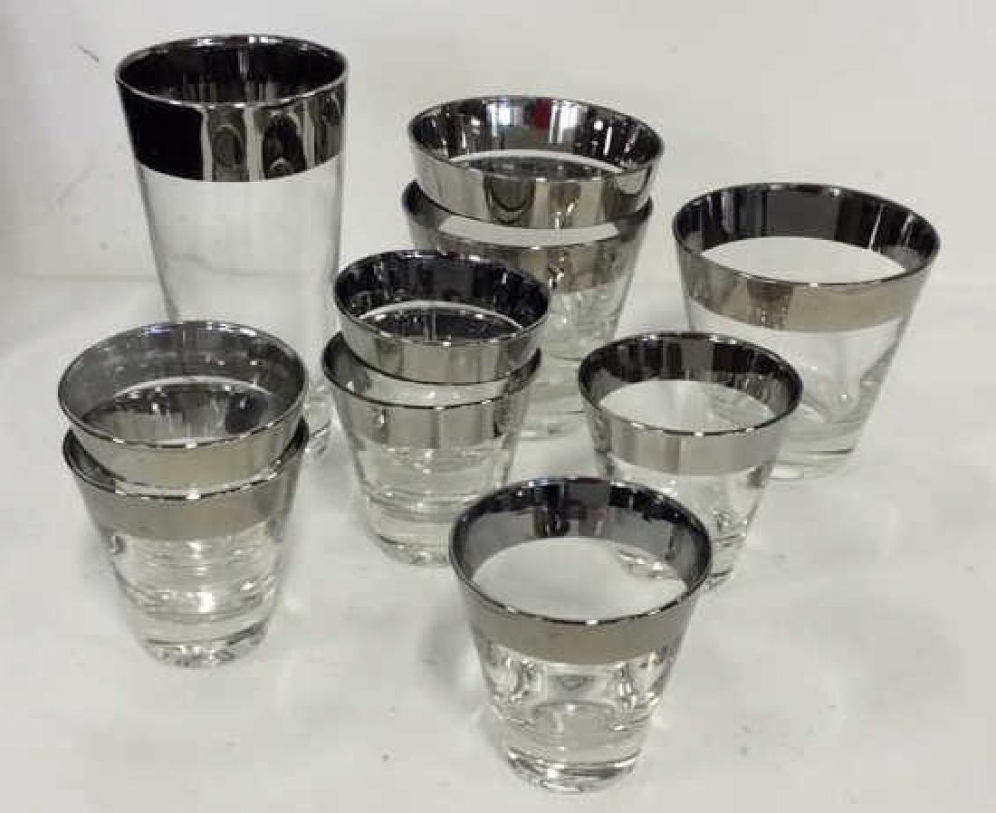 Set 11 Glass W Silver Metallic Paint Bar Glasses (1 of 8)