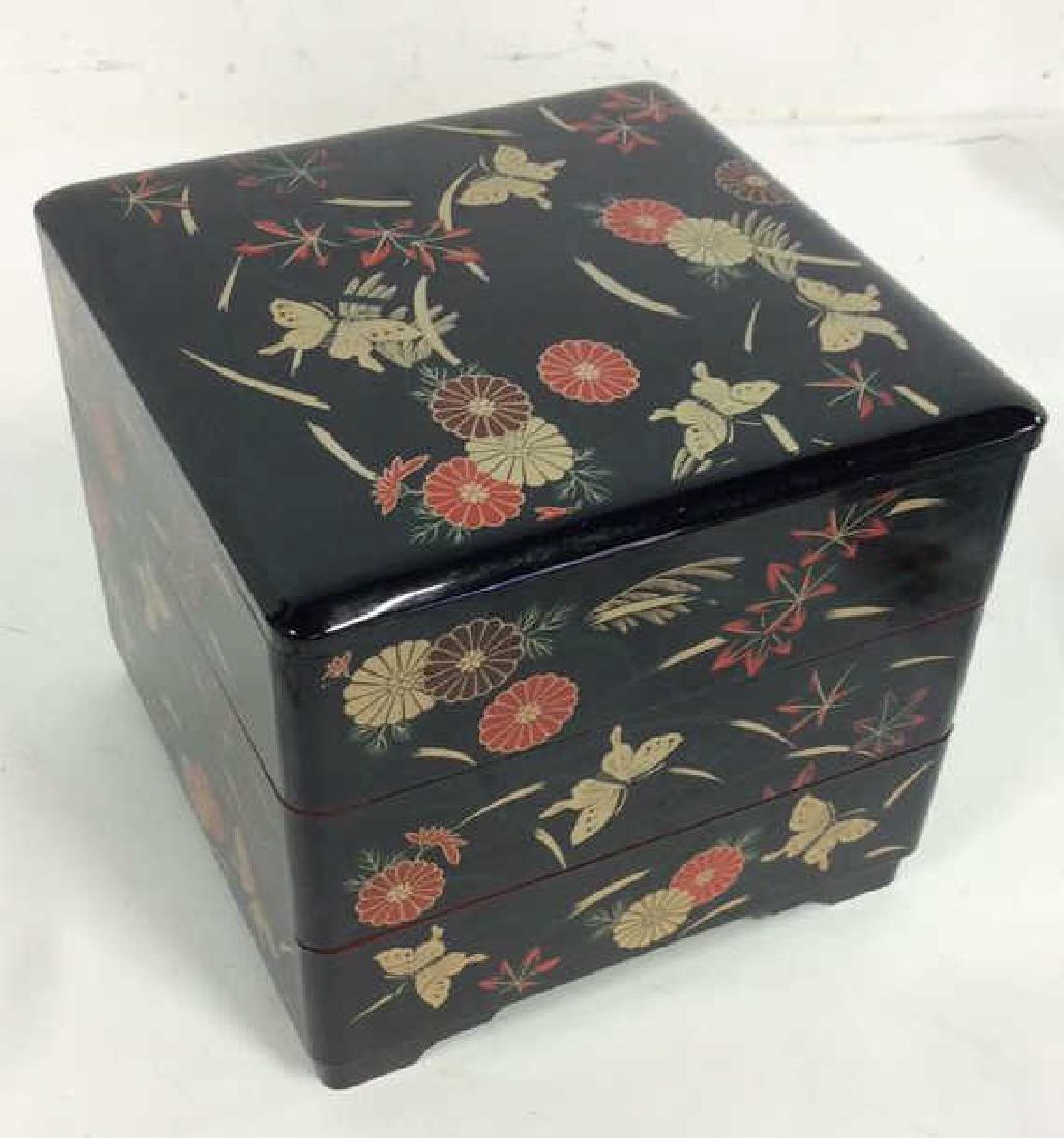 MMA Layered Lidded Black toned Painted Lacquer Box (1 of 8)