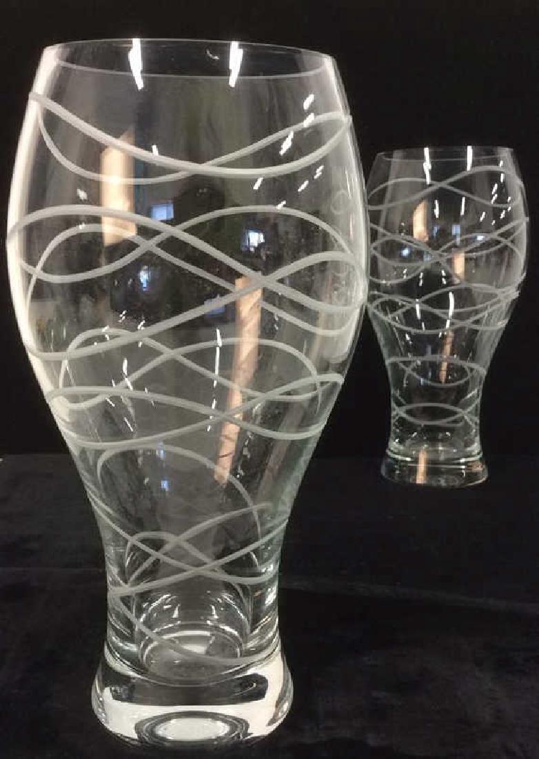 Pair Crystal Vases W Frosted Detail (1 of 5)