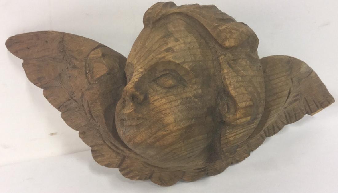 Hand Carved Wooden Wall Hanging Angel Sculpture (1 of 8)