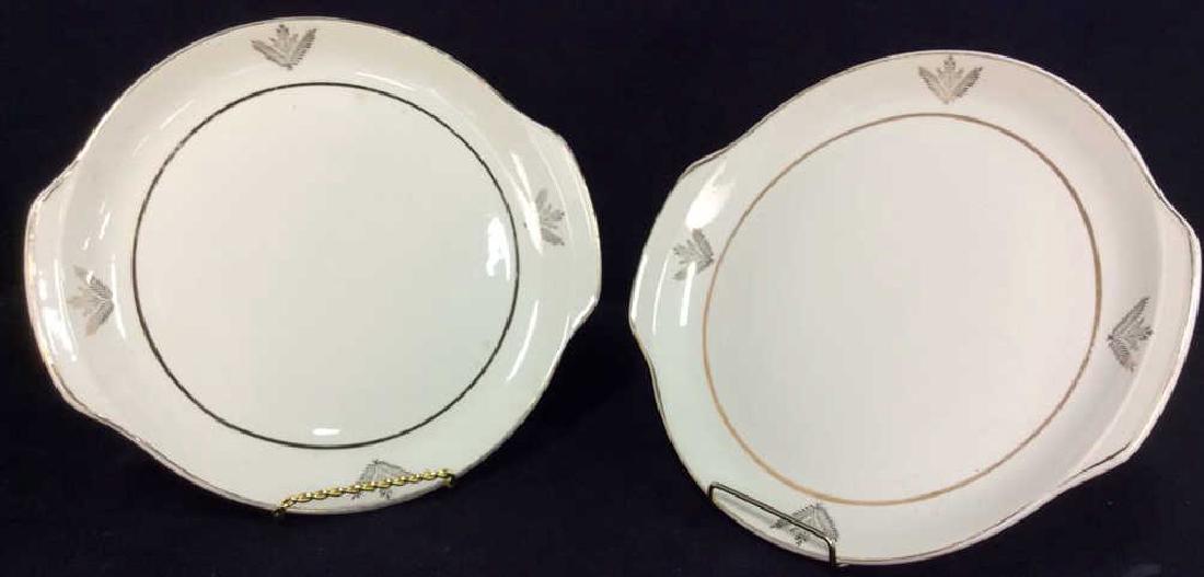 Pair Beige Toned W Gold Paint Decorative Platters (1 of 8)