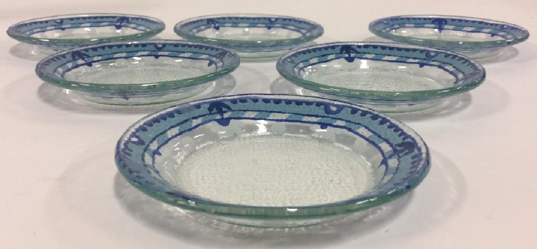 Lot 6 Blue And Clear Glass Condiment Plates (1 of 9)