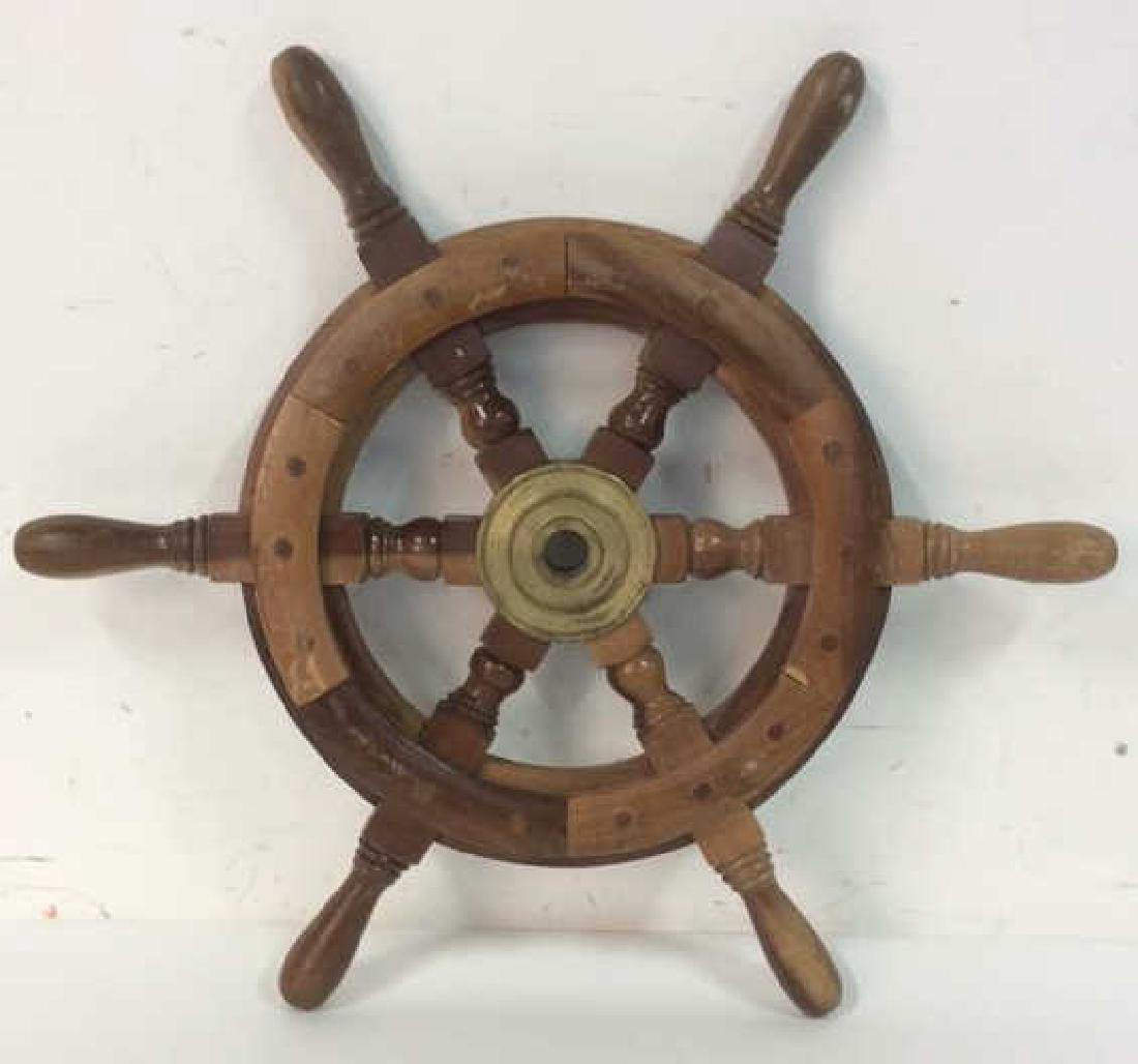 Small Wooden Carved Sailors Shipswheel (1 of 5)