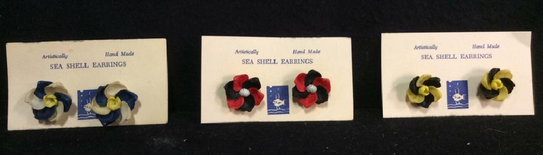 Group Lot 3 Vintage Hand Made Sea Shell Earrings (1 of 10)