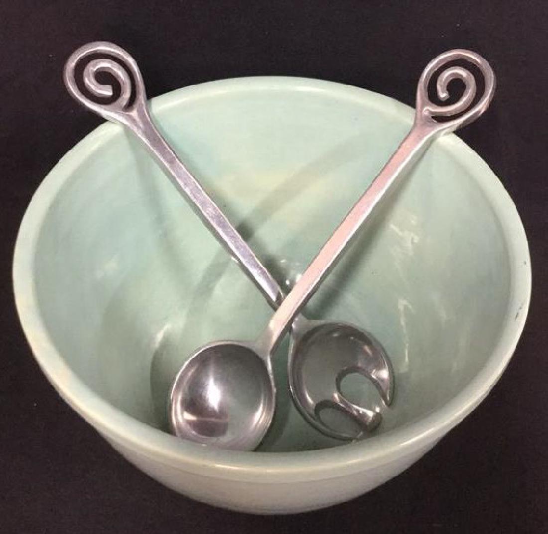 Lot 3 Ceramic Bowl And Metal Serving Utensils (1 of 10)