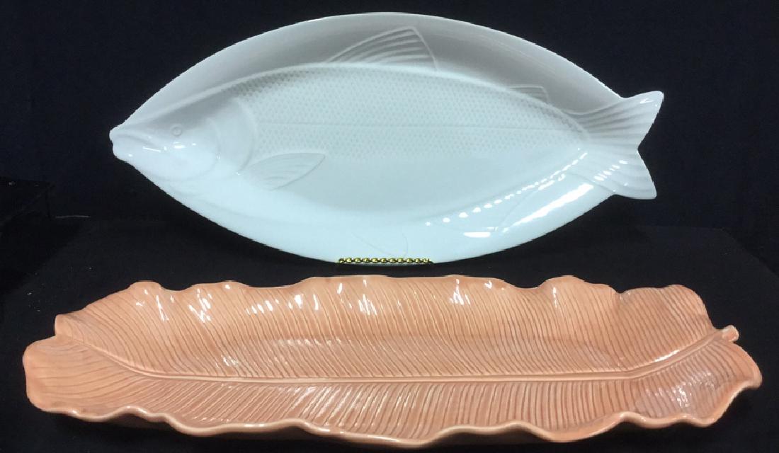 Lot 2 Ceramic Fish And Leaf Serving Platters (1 of 9)