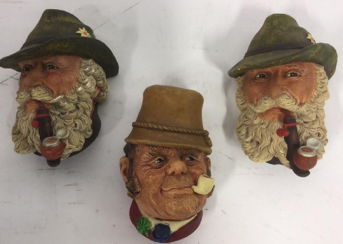 Lot 3 Vintage BOSSONS Chalkware Smoking Heads (1 of 8)