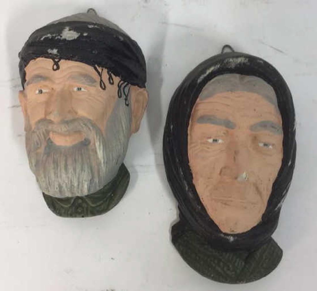 Pair Vintage Wall Mounts Portraits (1 of 8)