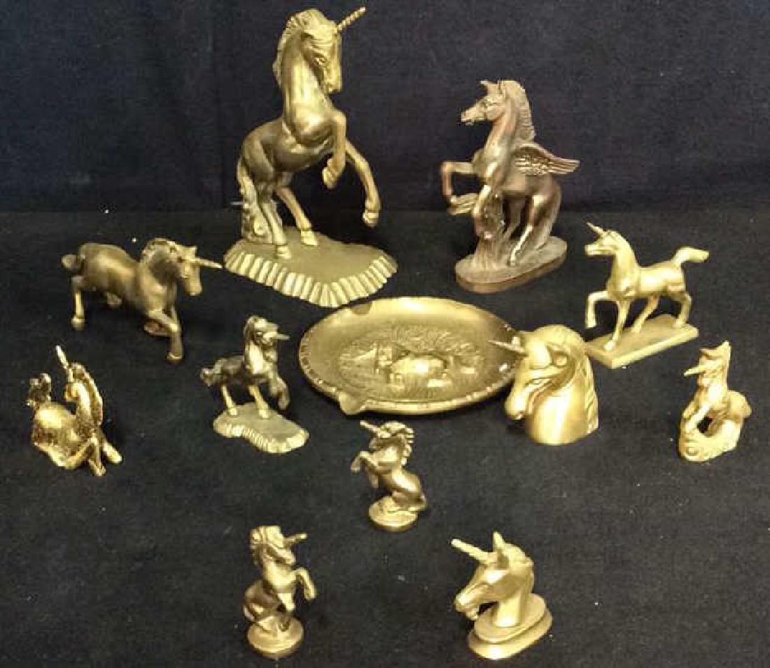 Lot 12 Assorted Gold Toned Brass Unicorns (1 of 10)