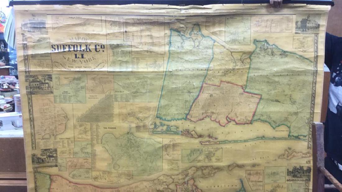 Vintage Paper W Canvas Map of Suffolk Co (1 of 8)