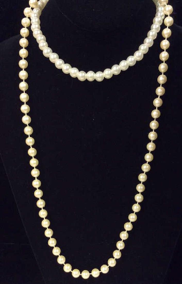 Pair Plastic Faux Pearl Necklaces Estate Jewelry (1 of 8)