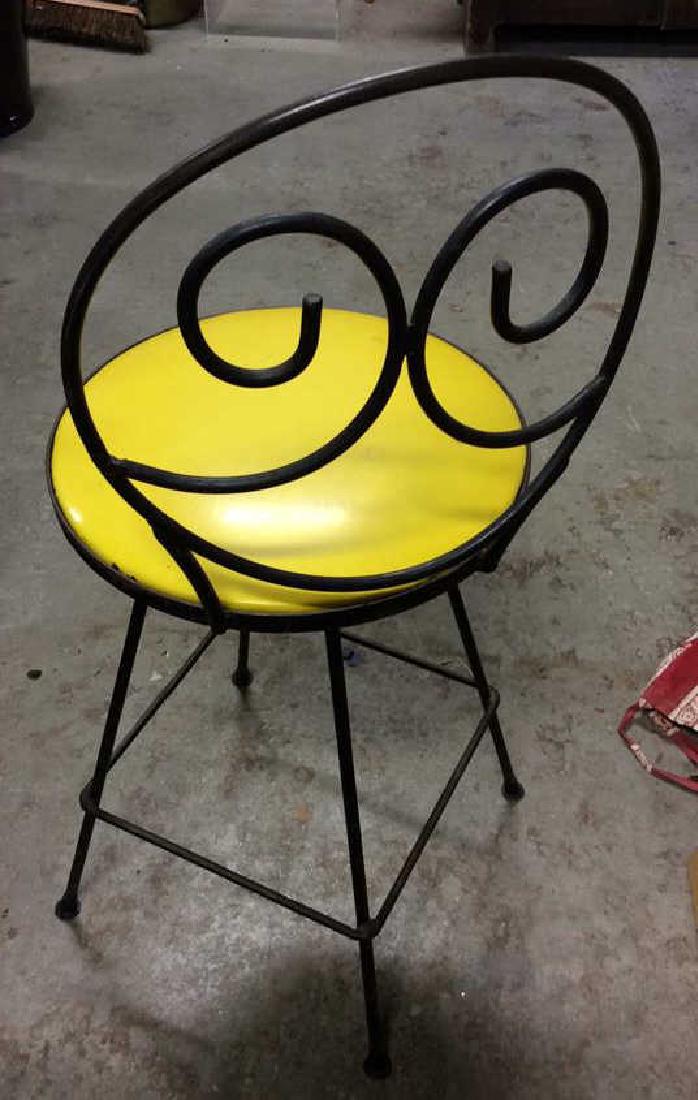 Leather Seated Black Metal Swivel Bar Stool (1 of 8)