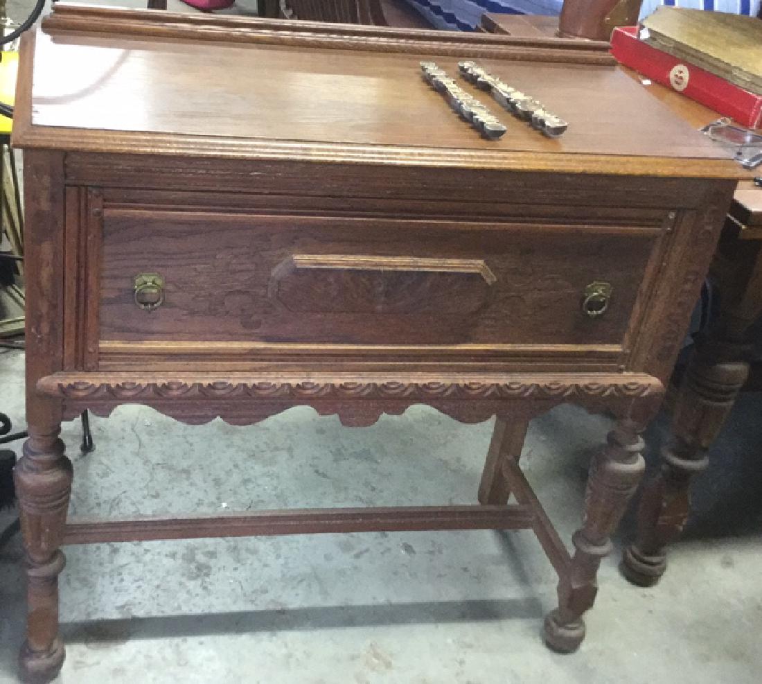 Vintage Possibly Antique Carved Oak Credenza (1 of 12)