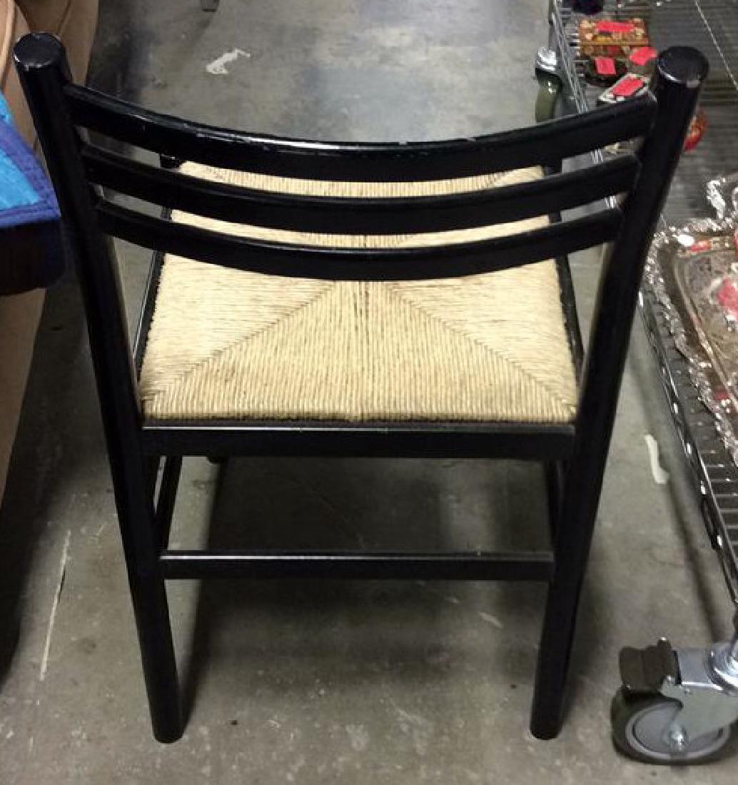 Black Toned Painted Wooden Chair W Woven Basket (1 of 8)