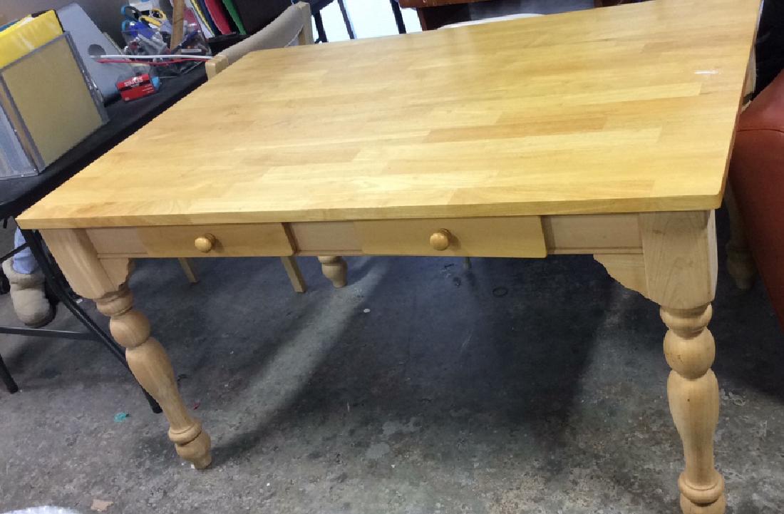 Light Toned Pine Farm Table W Drawers (1 of 8)