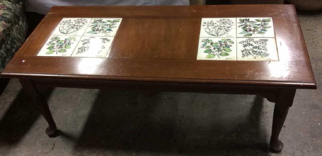 Wooden W Ceramic Tile Coffee Table (1 of 9)
