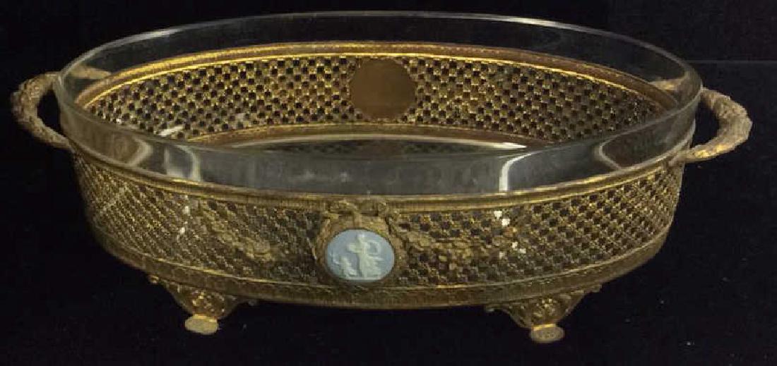 Glass W Brass Toned Metal Handled Overlay (1 of 9)