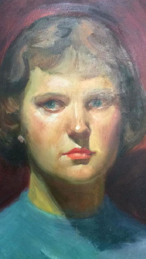 Painting On Masonite Acrylic Portrait Of Woman Jan 17 2018