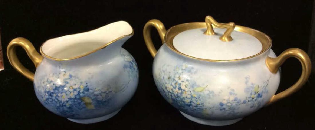 Pair Blue Painted Porcelain Creamer and Sugar Dish (1 of 8)