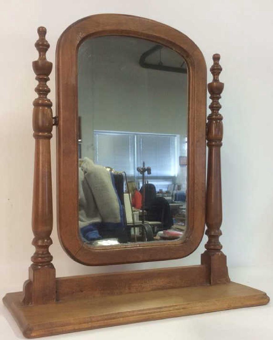 Antique Carved Wooden Dresser Top Mirror (1 of 10)
