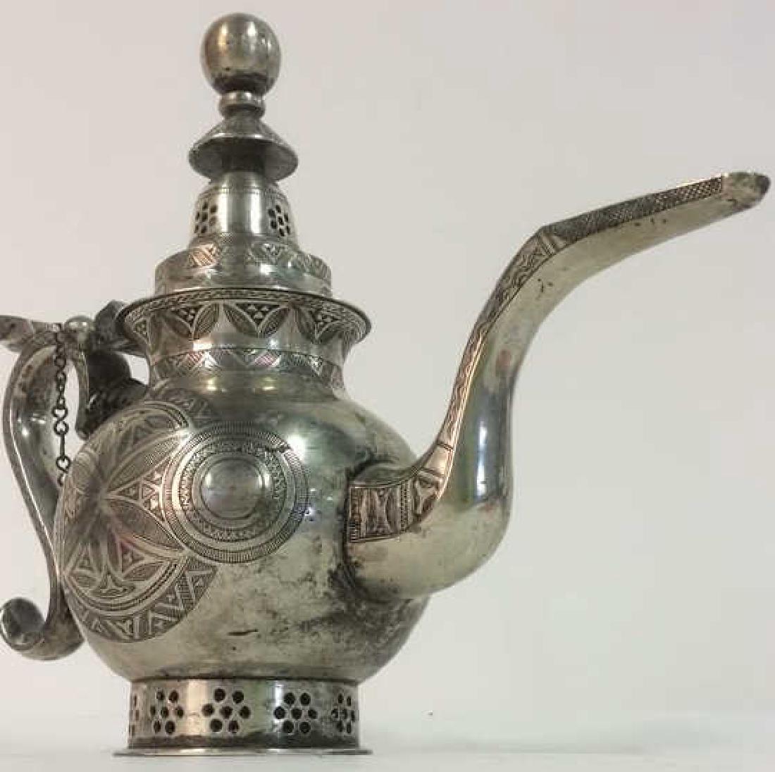 Silver Toned Moroccan Style Lidded Teapot (1 of 11)