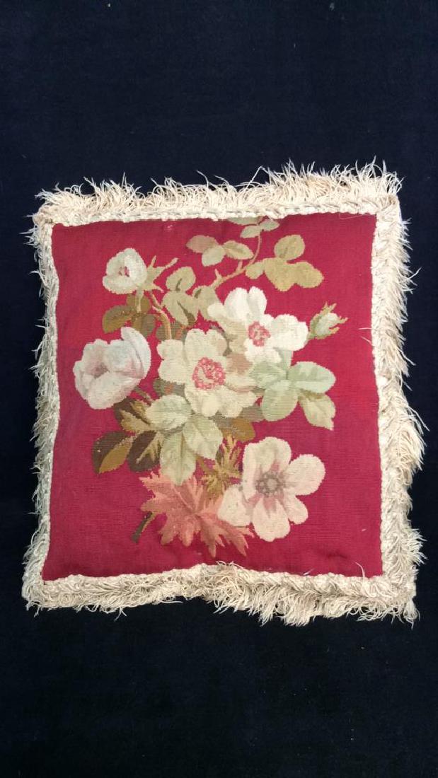 18th Century Embroidered Floral Tapestry Pillow (1 of 10)