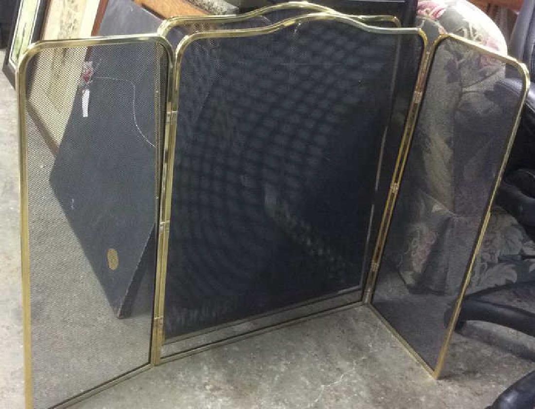 Pair Trifold Brass Metal Fireplace Screens (1 of 4)