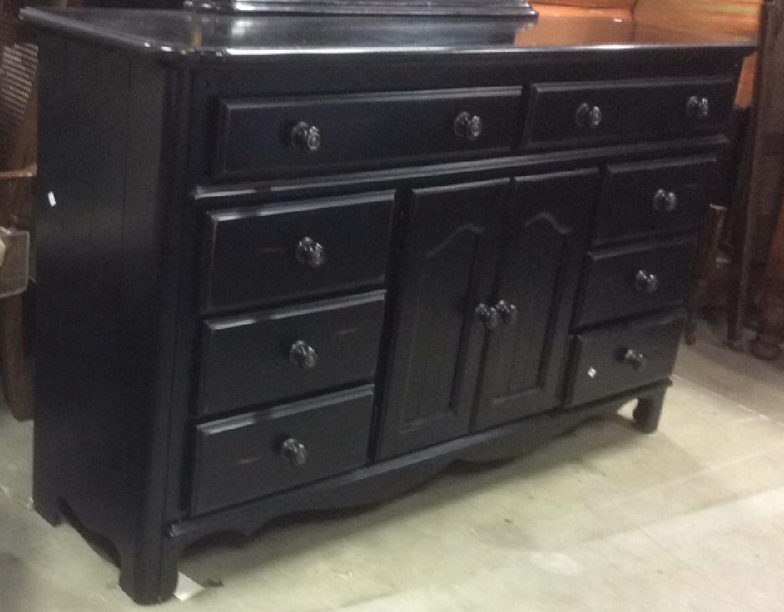 Black Painted Wood Dresser W Mirror