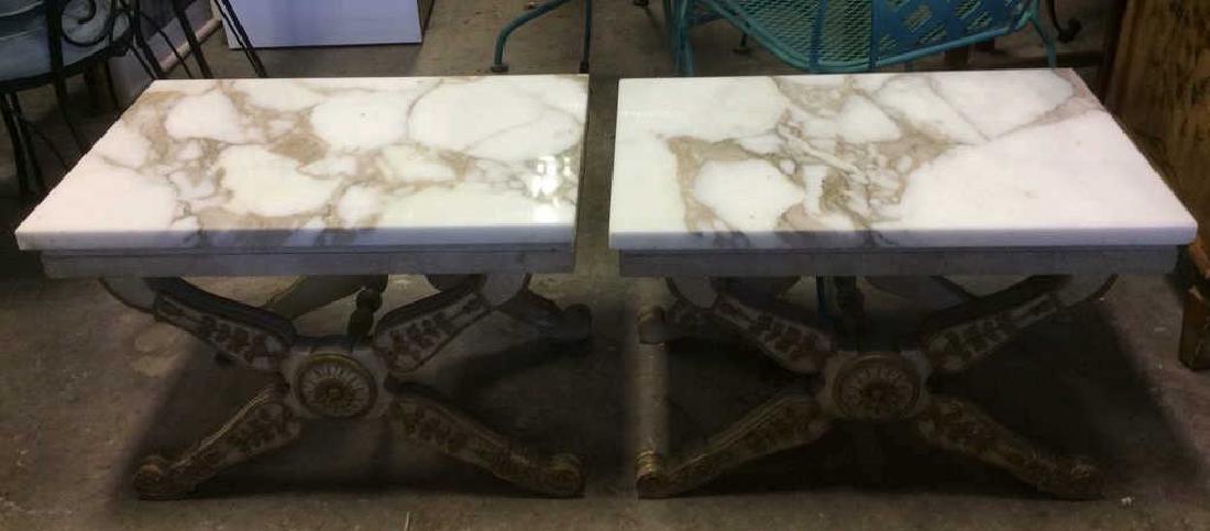 Pair Marble Top Side Tables (1 of 10)