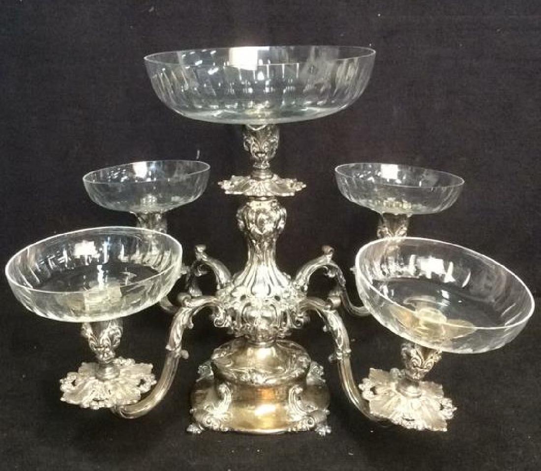 5 Arm Ornate Silver Toned Centerpiece Candelabra (1 of 10)