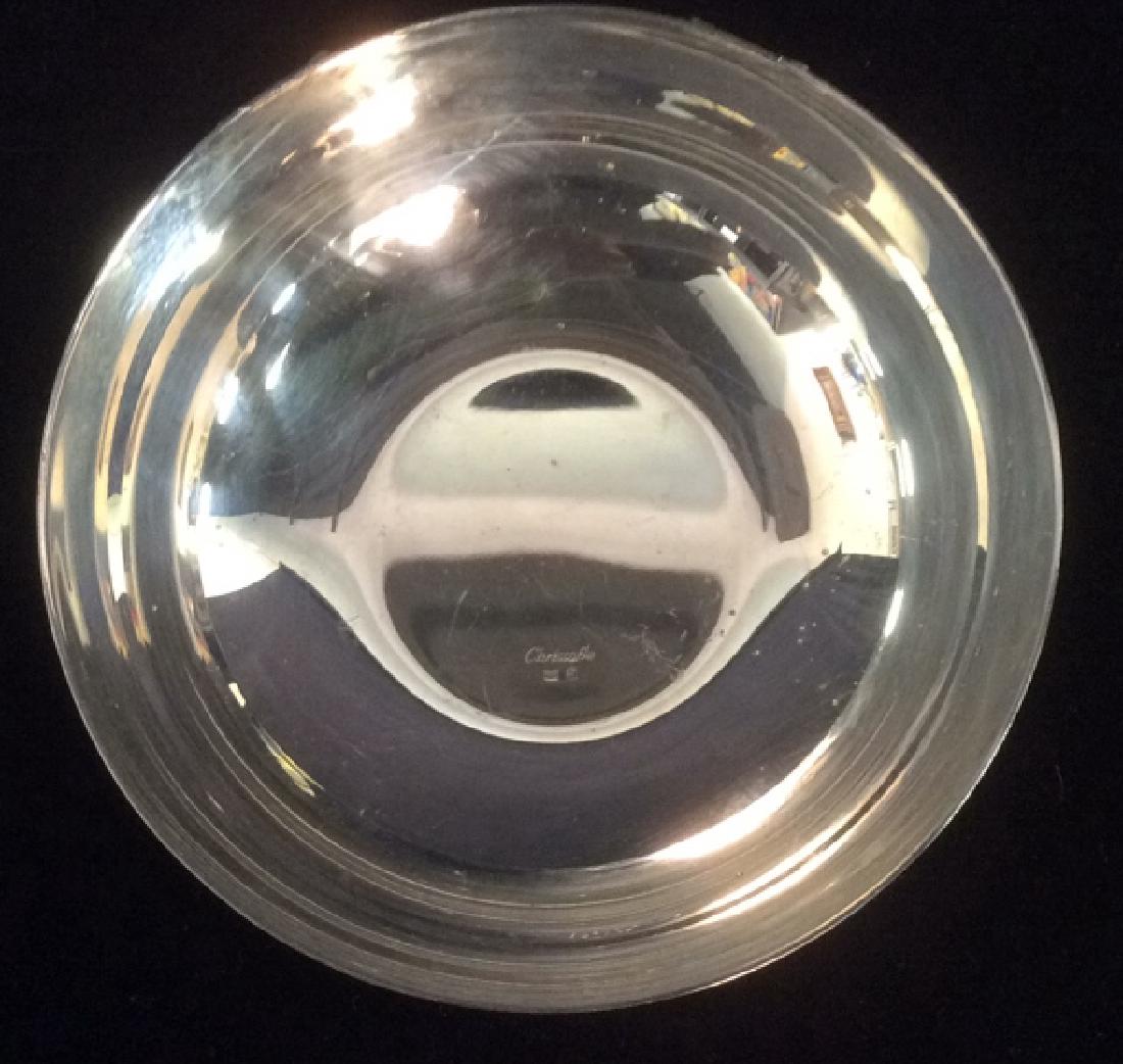 CHRISTOFLE, France Silver Toned Bowl: Marked CHRISTOFLE inside bowl. Bowl is Possibly sterling Contains striped relief detail around outside rim. made in France, Marked for Christoffle, Measures approx 4.5 inches diameter 1.75 inches tall