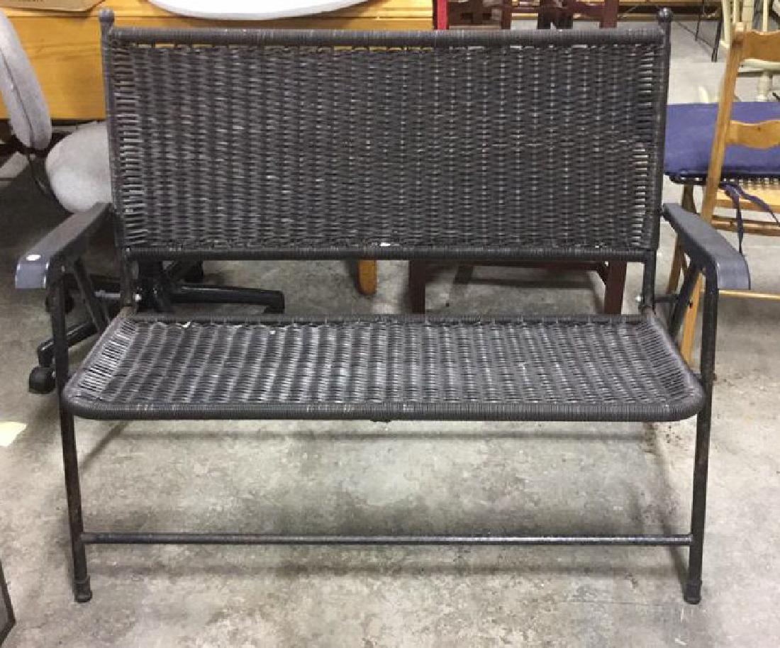 Indoor/Outdoor Metal Frame Wicker Bench (1 of 10)