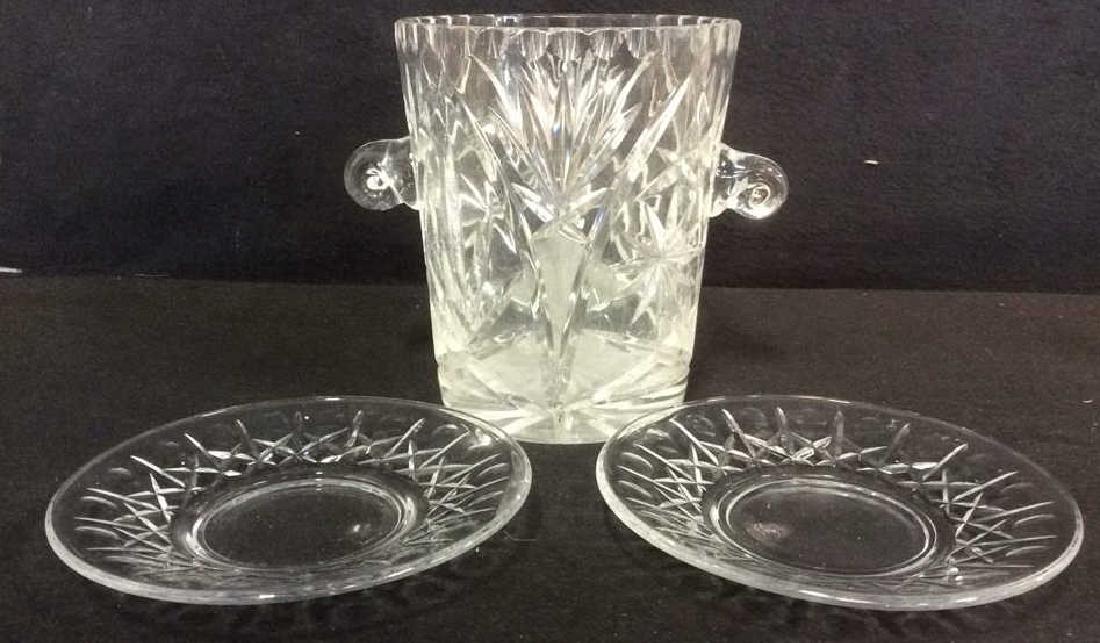 Lot 3 Crystal Ice Bucket & Glass Plates (1 of 5)