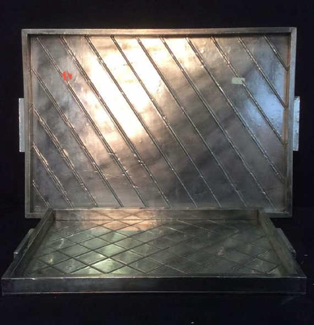 Lot 2 Silver Toned Serving Platters (1 of 6)