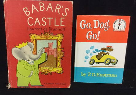 Lot 2 Vintage Children's Collectible Books: Lot 2 Vintage Children's Collectible Books. Book collecting, vintage books, children's vintage books. Babar's Castle by Laurent De Brunhoff, A Random House Book 1962. Has wear and damage to cover