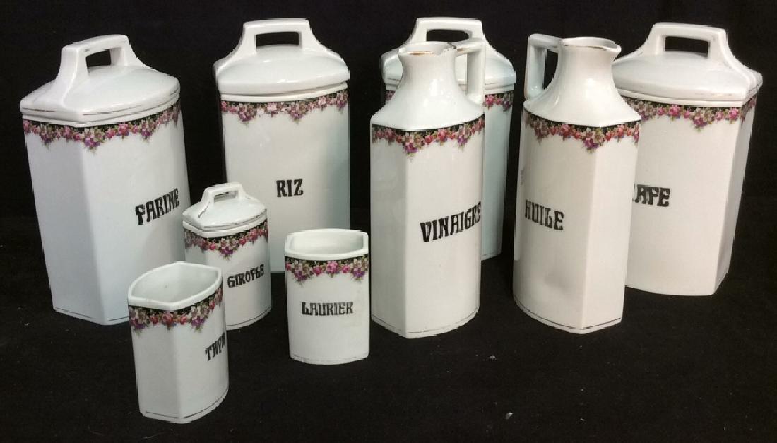 Set 9 Porcelain Kitchen Food Storage Canisters (1 of 9)