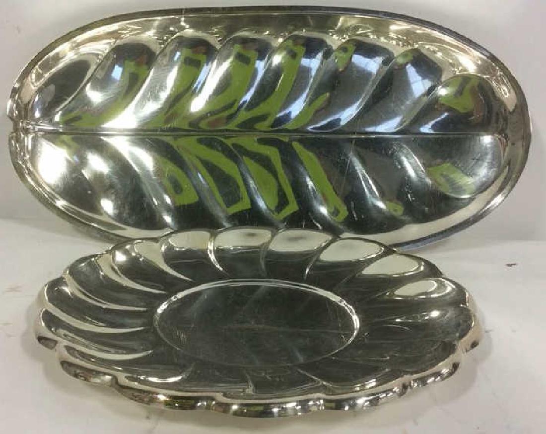 Lot 2 Silver Toned Serving Platters (1 of 6)