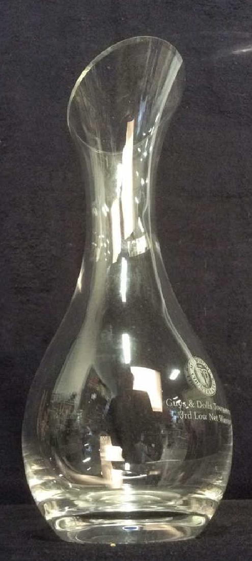 Monogrammed MARQUIS WATERFORD Glass Vase: Marked MARQUIS WATERFORD. Monogrammed Metropolis Country Club, Guys & Dolls Tournament 3rd Low Net Winner. Vase is hour glass shaped with uneven rim. Measures approx 11 inches tall 4 inches diameter.