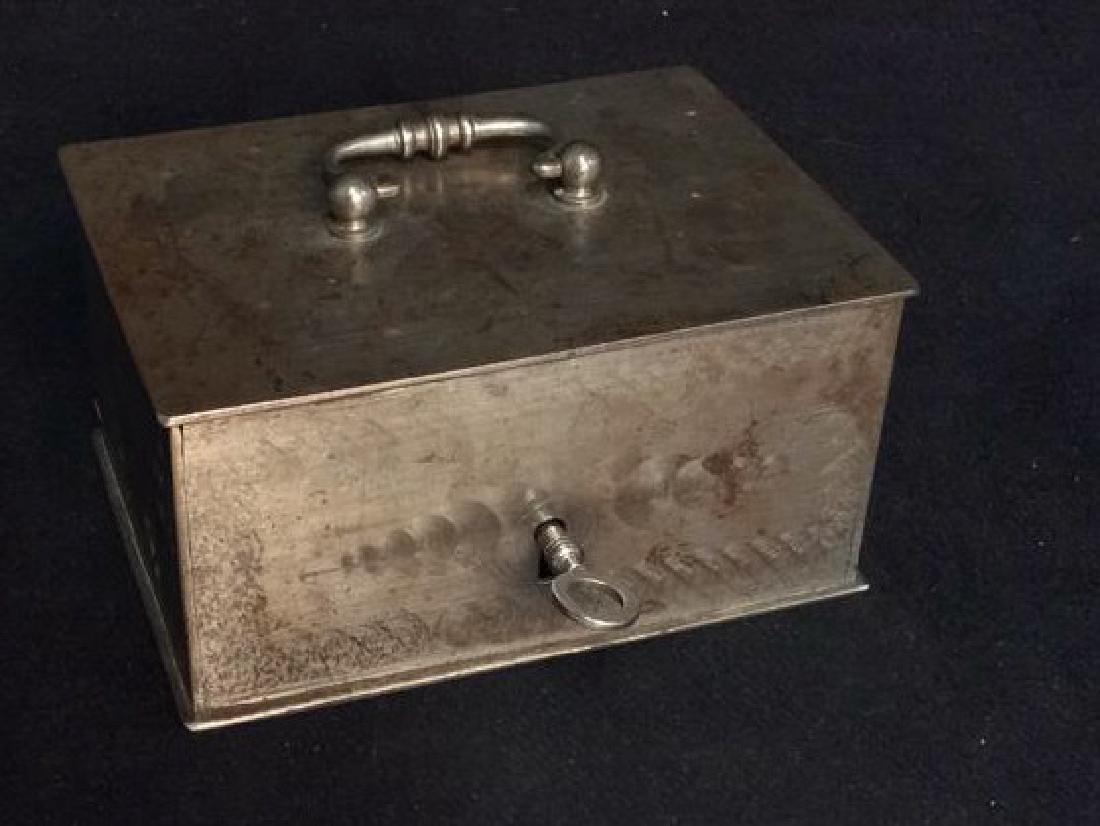 Locked Silver Toned Metal Jewelry Box (1 of 9)